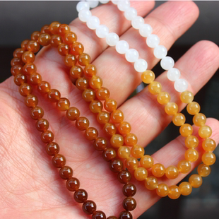 天然新疆和田玉渐变糖玉白玉小珠项链108颗佛珠送证书