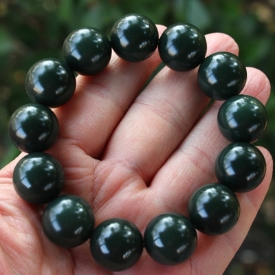 天然新疆和田玉塔青男士手链