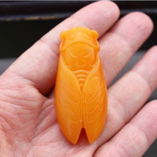 天然新疆和田玉黄沁籽料白玉玉蝉知了挂件一鸣惊人吊坠送证书