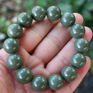 手链女士手串送证书 天然新疆和田玉碧玉鸭蛋青瓷白料男士