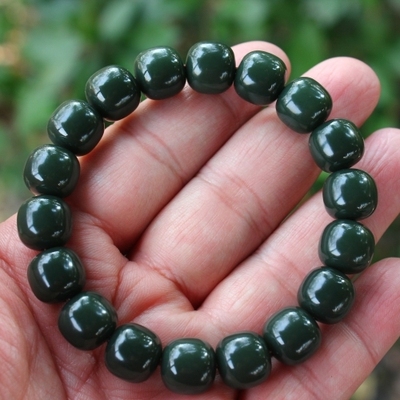 天然新疆和田玉塔青手链