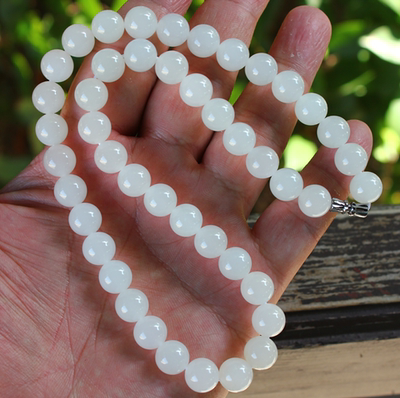 天然新疆和田玉白玉羊脂玉项链