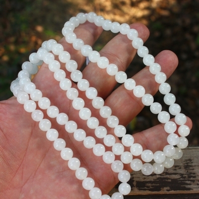 天然新疆和田玉白玉羊脂玉项链