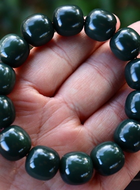 天然新疆和田玉塔青黑青男女手链