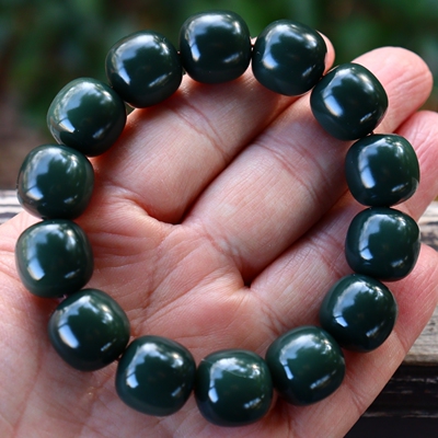 天然新疆和田玉塔青黑青男女手链