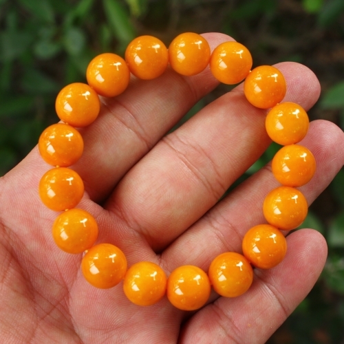 鸡油黄黄翡天然翡翠A货手链