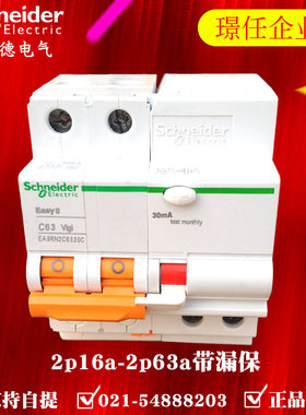 施耐德断路器带漏电保护器2P63A 家用小型空气开关2P16-63A漏保