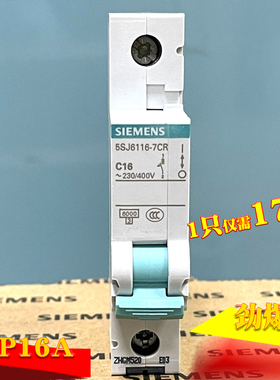 西门子空气开关断路器家用交流1P16A单进单出绿色手柄 5SJ61167CR