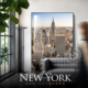 入户玄关装 现代过道走廊画城市建筑摄影落地画大尺寸 饰画纽约竖版