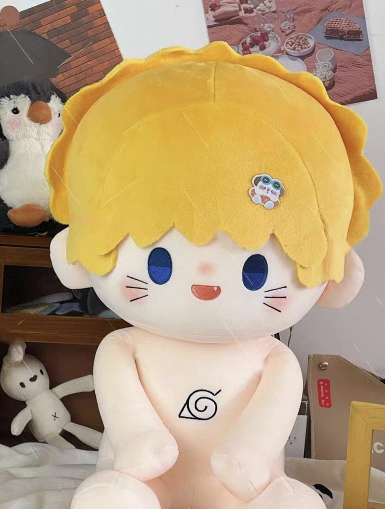 原创火影忍者游戏周边同人鸣人属性40CM可爱棉花娃娃换装毛绒玩偶