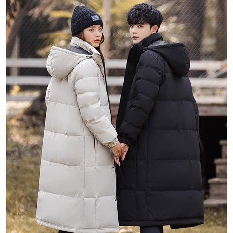 爆款连帽羽绒服男士韩版青年外套2024冬季男装袄子加厚中长鸭绒服