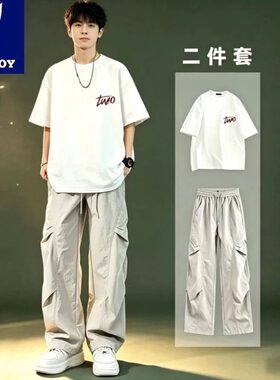 花花公子纯棉短袖t恤男生夏季
