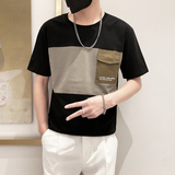 9276-P45控65夏季新款2023韩版时尚拼接短袖T恤男潮时尚体恤衫黑，男装T恤，星座1101-1