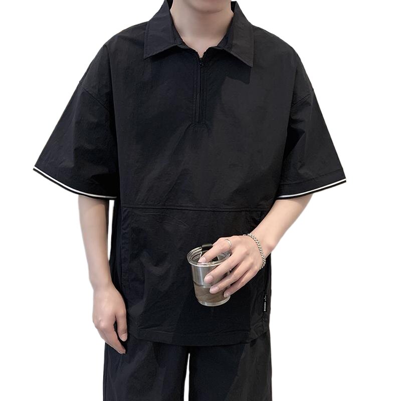 T1921-P70控90短袖衬衣男2025夏季新款翻领短袖T恤时尚POLO衫男装,男装Polo衫,星座1101-1