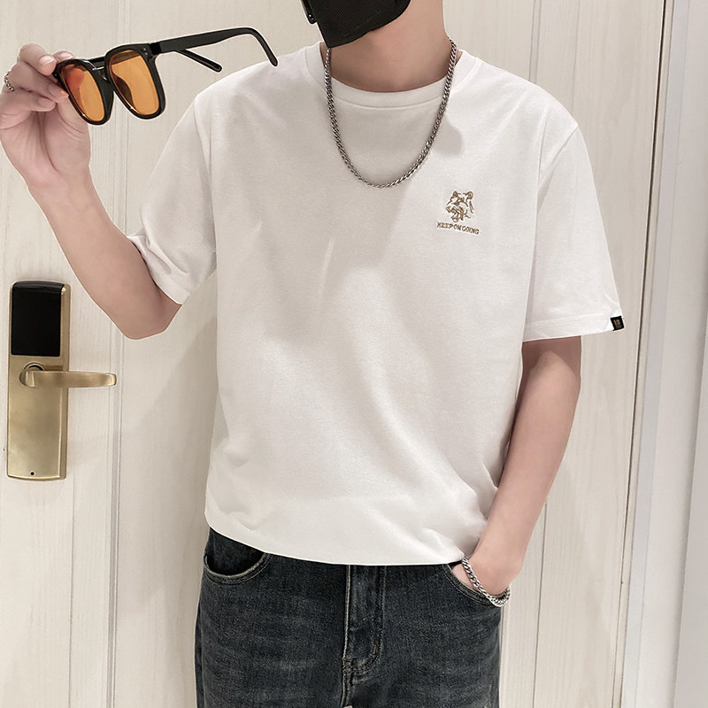 9201-特P38简单款圆领短袖T恤男时尚宽松休闲体恤衫潮2025夏季款,男装T恤,星座1101-1
