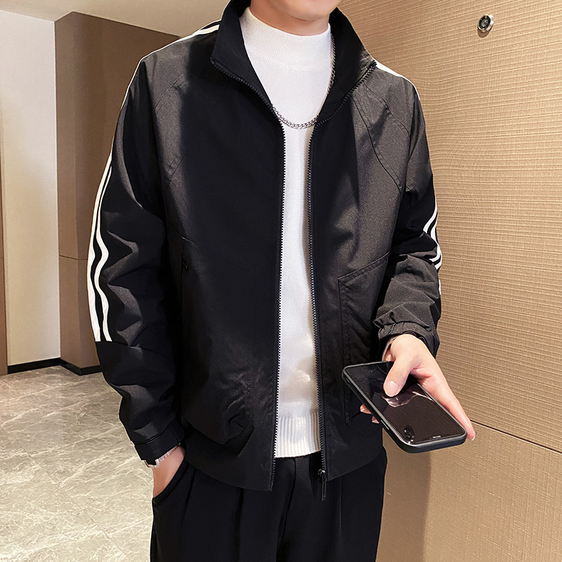 JK01P78控108薄款休闲夹克男士痞帅织带拼接青中年立领外套潮牌,男装夹克,星座1101-1
