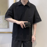 T1921-P70控90短袖衬衣男2025夏季新款翻领短袖T恤时尚POLO衫上衣，男装Polo衫，星座1101-1