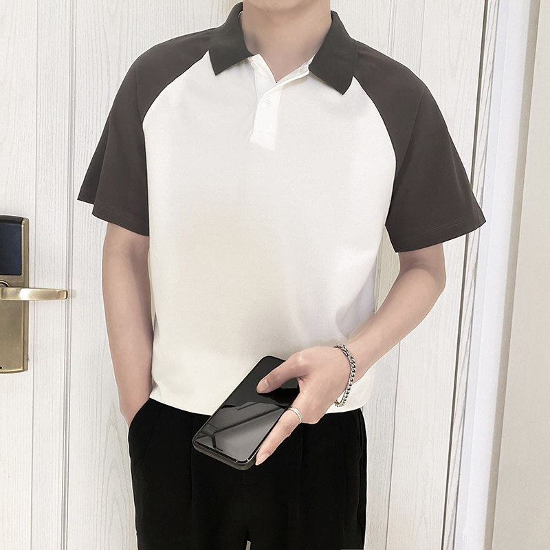 PL1118-P58控782025春夏新款拼色短袖翻领T恤男韩版时尚POLO衫灰,男装T恤,星座1101-1