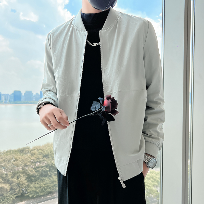 JK2202P88控118男士百搭外套简约男装新款春季上衣潮流夹克衫灰，男装夹克，星座1101-1