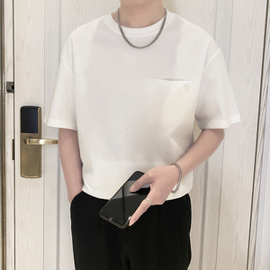 T8031-P48控68宽松简约款百搭男士短袖T恤时尚休闲体恤衫潮流半袖图片
