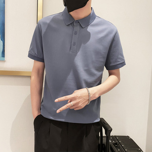 6888-特P38控58 高品质不起球不褪色不变形9色纯色POLO衫男短袖蓝图片