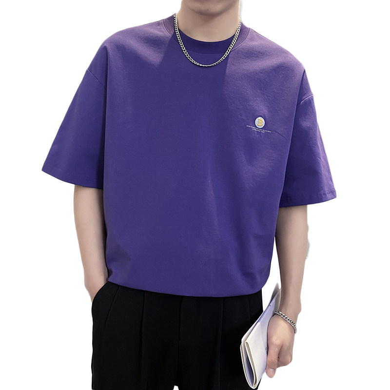 T9551-P55控75宽松短袖T恤男士2025春夏款百搭休闲体恤衫潮ins白,男装T恤,星座1101-1