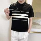 PL1139-P58控782025春夏新款短袖POLO衫男休闲百搭短袖翻领T恤黑，男装T恤，星座1101-1