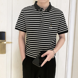 PL1166-P58控782025春夏时尚条纹POLO衫男韩版百搭短袖翻领T恤，男装Polo衫，星座1101-1