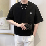 T9551-P55控75宽松短袖T恤男士2025春夏款百搭休闲体恤衫潮ins黑，男装T恤，星座1101-1