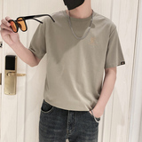 9201-特P38简单款圆领短袖T恤男时尚宽松休闲体恤衫潮2025夏季绿，男装T恤，星座1101-1