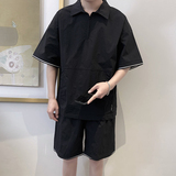TZ1921-P125控165夏季新款男短袖衬衣+短裤一套时尚休闲韩版套装，男装休闲套装，星座1101-1