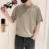 9201-特P38简单款圆领短袖T恤男时尚宽松休闲体恤衫潮2025夏季绿，男装T恤，星座1101-1