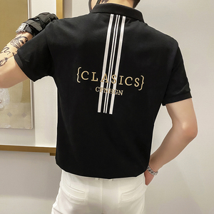 6675 P55控78 2025夏季男士修身短袖翻领POLO衫刺绣保罗衫短袖T恤图片