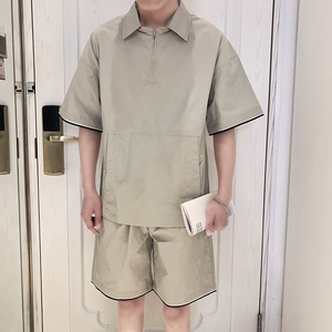 TZ1921-P125控165夏季男士短袖衬衣+短裤一套时尚休闲韩版套装ins图片