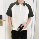 PL1118-P58控782025春夏新款拼色短袖翻领T恤男韩版时尚POLO衫灰，男装T恤，星座1101-1