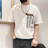 9525-P48控682025春夏新款阔版短袖T恤男时尚宽松体恤衫休闲潮流，男装T恤，星座1101-1