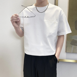 T8031-P48控68宽松简约款百搭男士短袖T恤时尚休闲体恤衫潮半袖白，男装T恤，星座1101-1