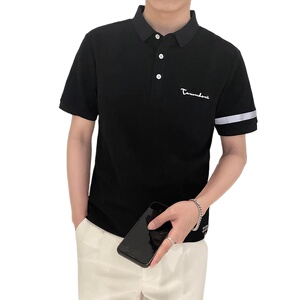 PL1157-P58控78时尚休闲保罗衫男士夏季韩版短袖POLO衫ins潮T恤白图片
