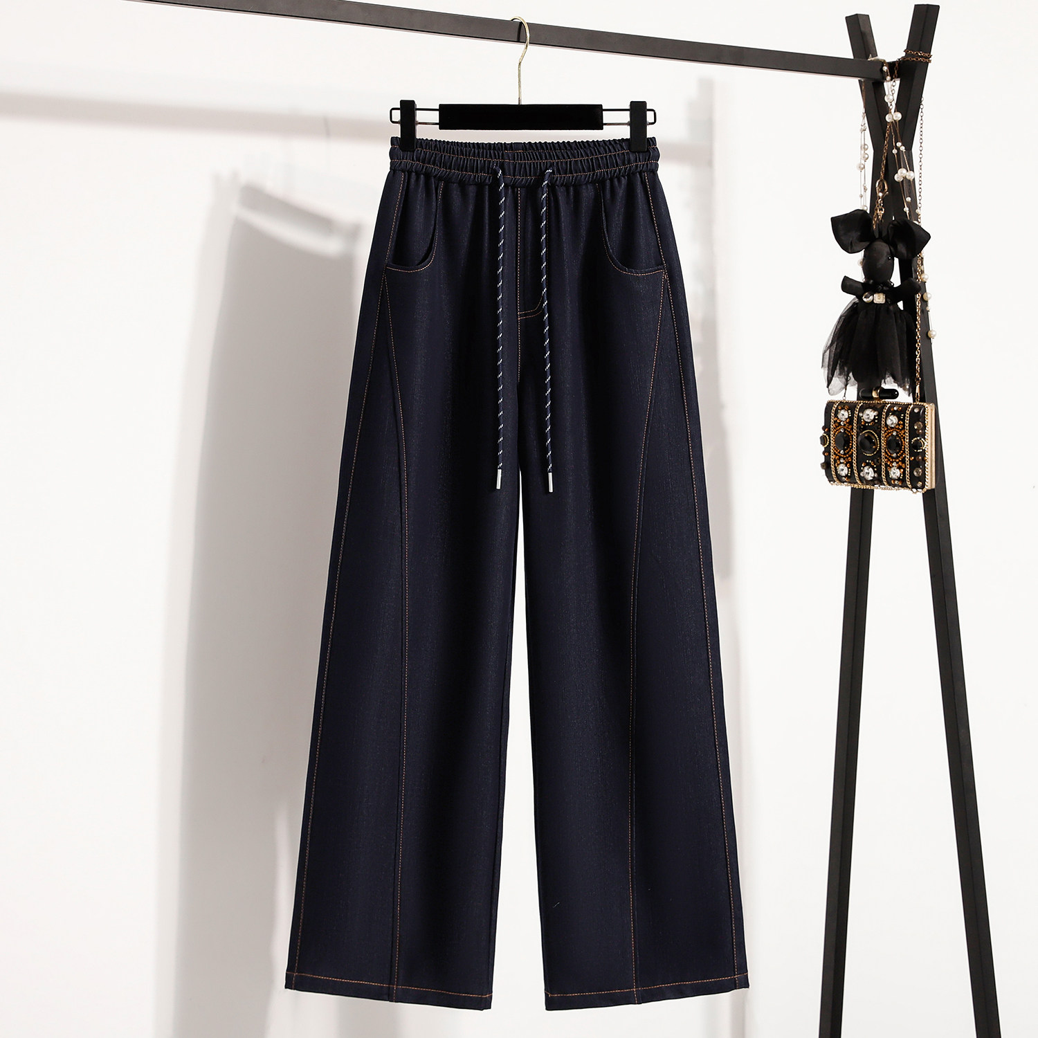 松紧腰牛仔裤女2026早春新款大码胖mm梨形身材显瘦宽松直筒阔腿裤,女装/女士精品,大码裤装,淘宝优惠券,粉丝福利购,淘宝优惠卷