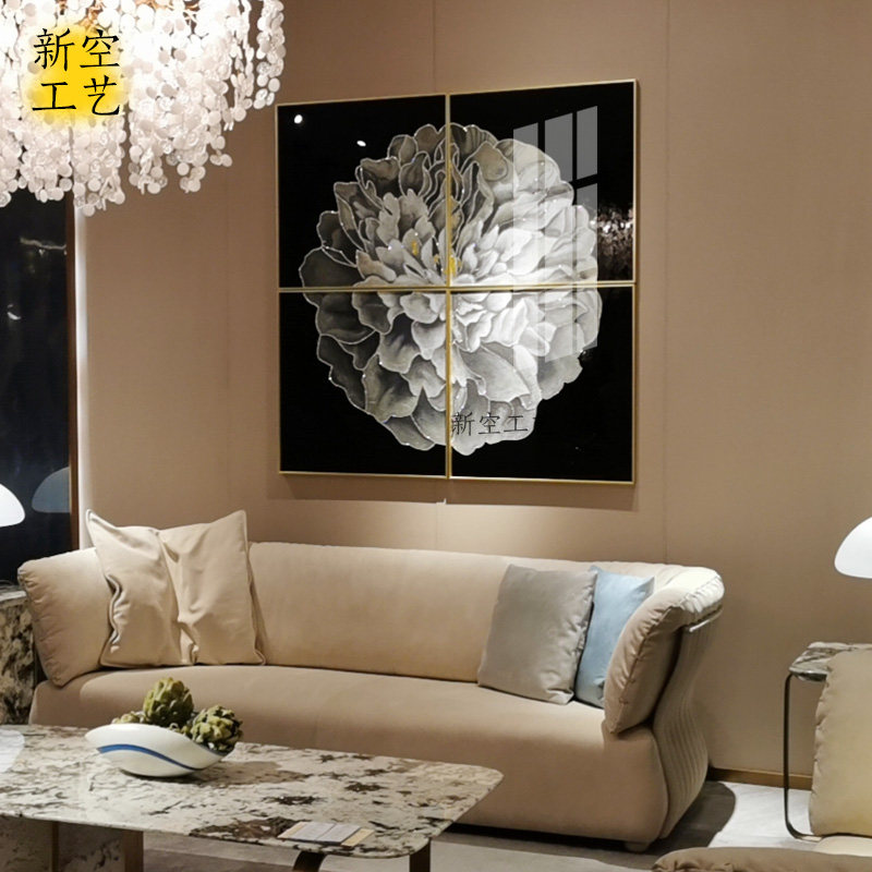 现代轻奢镶嵌贴钻晶瓷画售楼处样板间装饰画样板房别墅水晶画挂画