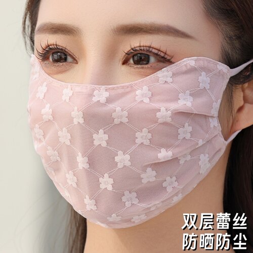 透气户外面纱防粉尘提花网纱面罩
