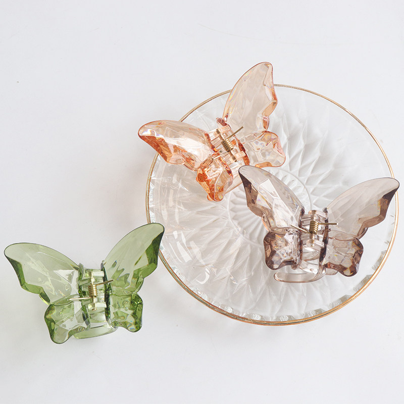 梦幻水晶蝴蝶抓夹大号发卡透明彩色发抓少女盘发造型夹子拍照超仙