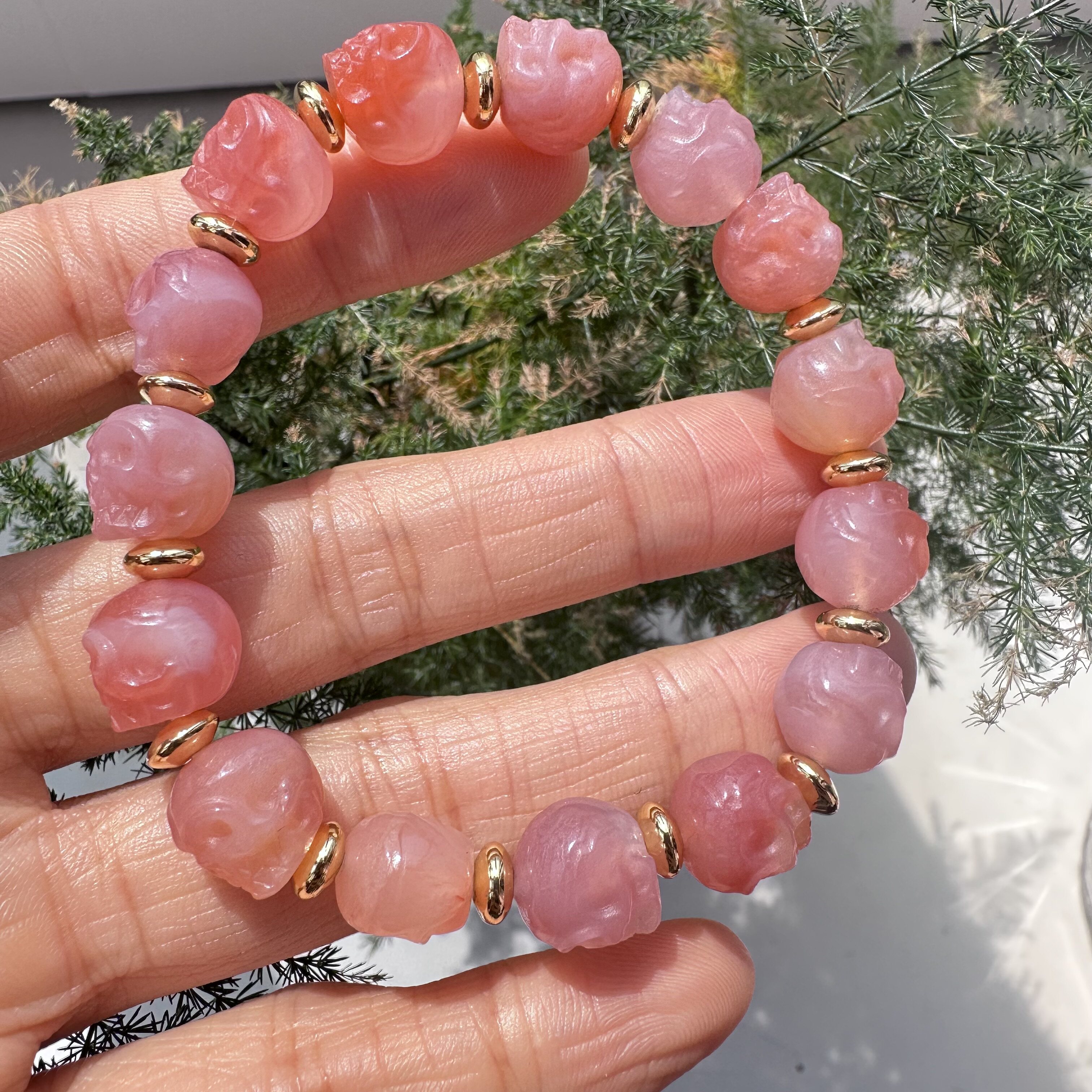 原创设计 红玛瑙精雕粉糯油叽叽尸林林藏文化尸陀林手串手链手绳