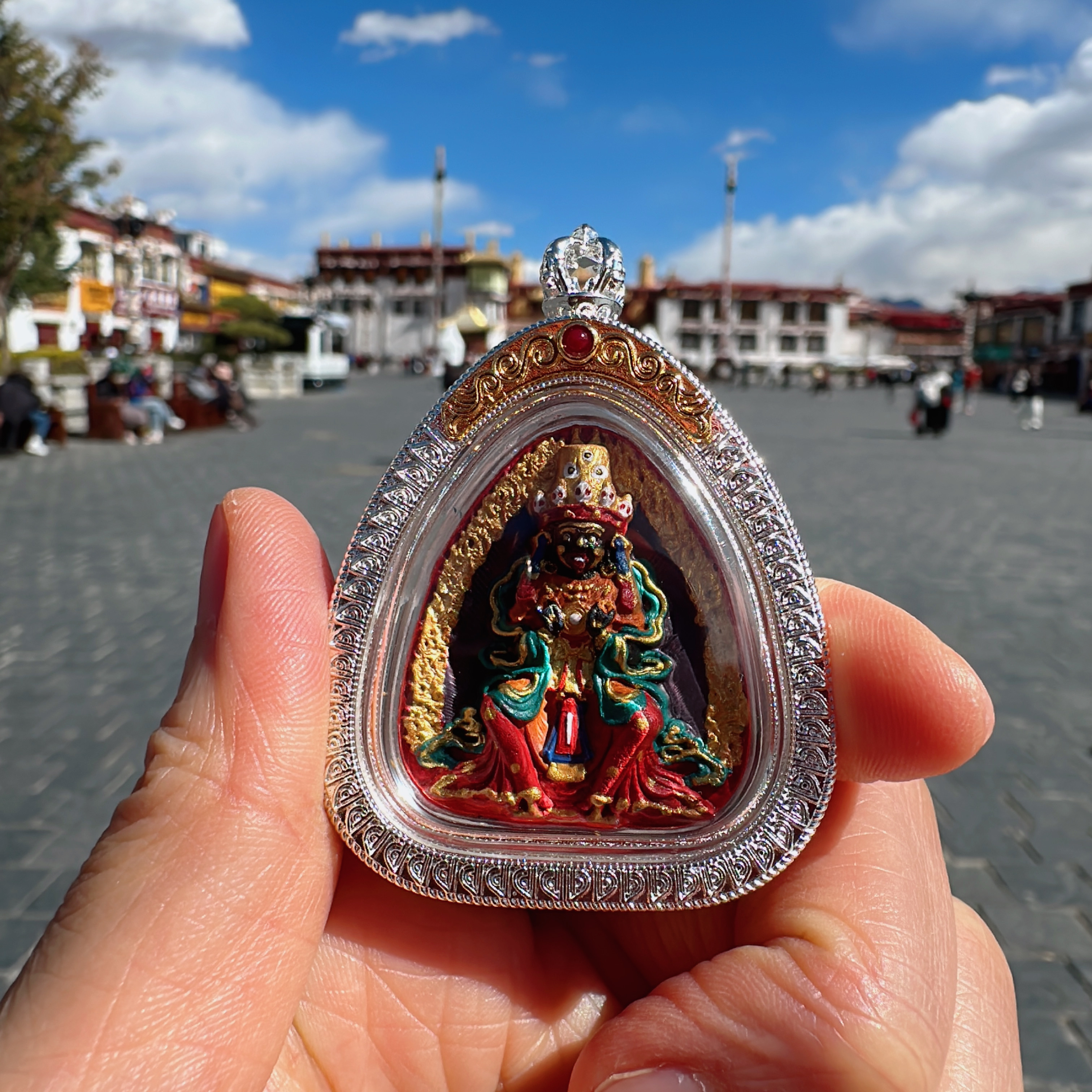 藏银手工古法彩绘扎基拉姆擦擦