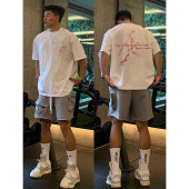 设计感宽松oversize半袖 T恤男夏季 上衣 潮牌创意闪电印花短袖 大码