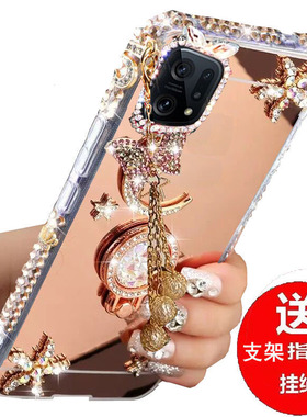 适用于OPPOFindx5手机壳oppofindx5pro曲屏保护套FINDX5网红女款镶钻PFFM10镜面PFEM10防摔软硅胶5G化妆镜