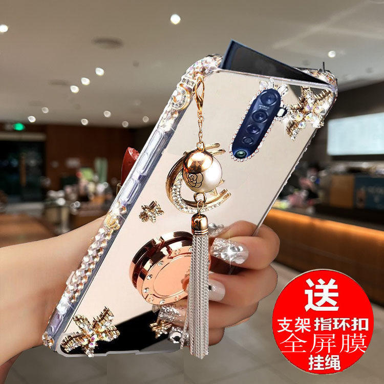 适用于OPPOReno2手机壳女款水钻全包防摔软胶PCKM00镶钻reno2镜面