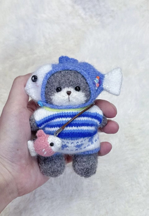 棒针玩偶图解超可爱猫猫猫咪素体+套装 鲷鱼烧棒针文字图解