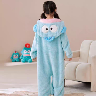 丑鱼睡衣儿童搞怪可爱连体亲子秋冬季女童抽象学生睡袍小丑鱼男童