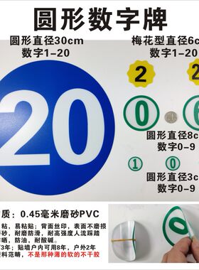 圆形数字丝印厘米磨砂背胶指示贴